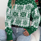 Snowflake Pattern Lantern Sleeve Turtleneck Pullover Sweater