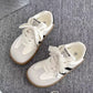 Versatile Chic Soft-soled White Sneakers Retro Birkensocks-style German Training Shoes