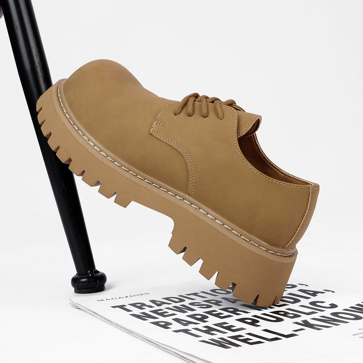 Mens British-style Thick-soled Height-increasing Leather Dress Shoes