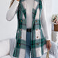 Women's Plaid Double-Breasted Pocket Tweed Long Vest