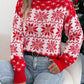 Snowflake Pattern Lantern Sleeve Turtleneck Pullover Sweater