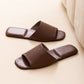 Womens PU Leather Plain Color Simple Slippers For Home Use