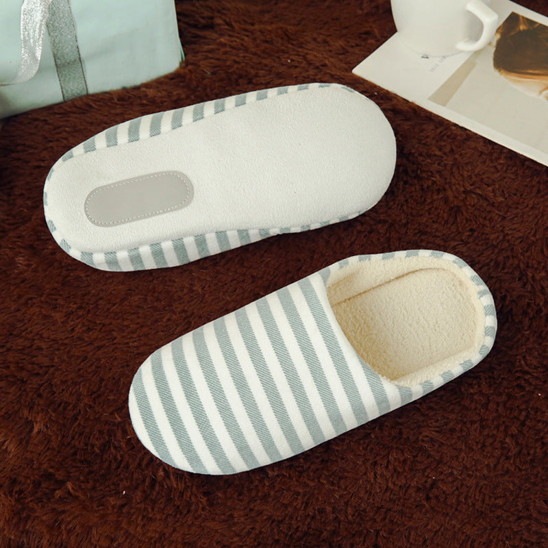 Softsoled Ultrasoft Velvet Cotton Slippers Striped Indoor Floor And Home Cotton Slippers