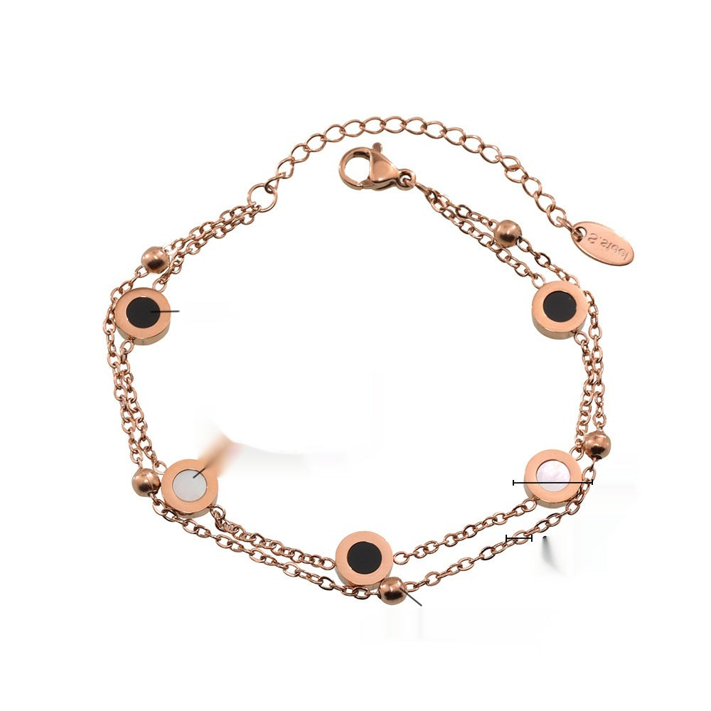 Black And White Shell Necklace And Bracelet Made Of Stainless Steel