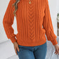 Women Casual Solid Color Hollow Out Lantern Sleeve Pullover Sweater