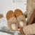 Womens Retro Thick-Soled Fleece-Lined Slippers