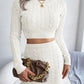 Casual Cable Knit Cropped Sweater Bodycon Dress Set