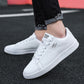 Mens Minimalist Casual White Shoes With A Flat Heel
