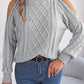 Casual Cable Knit Off-Shoulder Half Turtleneck Long Sleeve Pullover Sweater