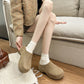 Stylish Round-toe Chunky-heel Platform Closed-toe Half-slipper With Fleece Lining For Warmthtrendy Womens Slippers