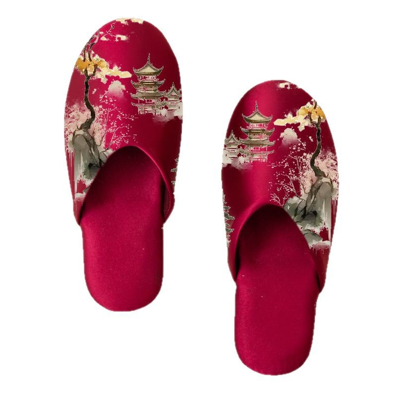 Women's Fashionable Non-slip Printed Fabric Slippers