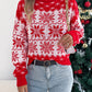 Snowflake Pattern Lantern Sleeve Turtleneck Pullover Sweater