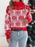 Snowflake Pattern Lantern Sleeve Turtleneck Pullover Sweater