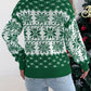 Snowflake Pattern Lantern Sleeve Turtleneck Pullover Sweater