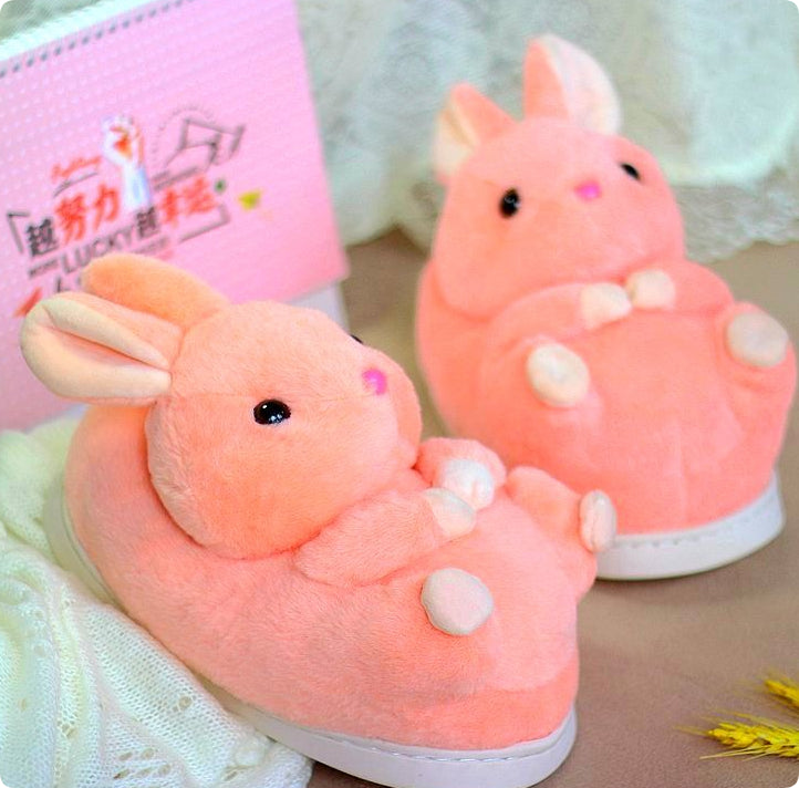 Cotton Slippers With Warm Plush Heel Padding