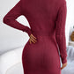 Women Sexy Hollow Out Cable Knit Cinched Bodycon Sweater Dress