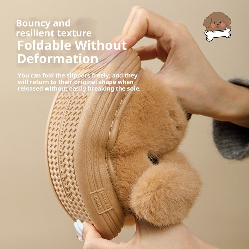 Cartoon Puppy Funny Warm Home Cotton Boots