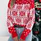 Snowflake Pattern Lantern Sleeve Turtleneck Pullover Sweater