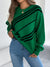 Women Casual Striped Round Neck Lantern Sleeve Long Sleeve Pullover Sweater