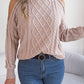 Casual Cable Knit Off-Shoulder Half Turtleneck Long Sleeve Pullover Sweater