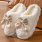 Bow Slippers Indoor Couple Non-slip Floor Bedroom Slippers Winter Warm Plush Home Shoes Household Indoor Warm