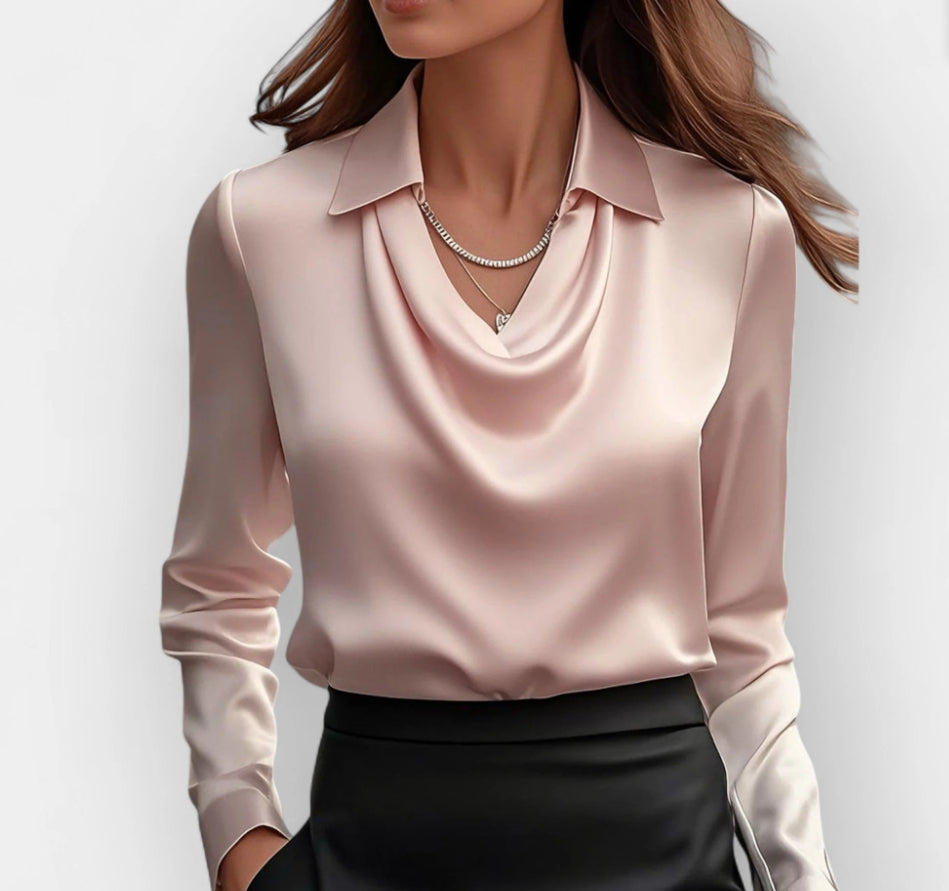 Collared Long-Sleeve Shirts Fashion Commuter Solid Color Blouse Casual Business Tops Women's Clothing