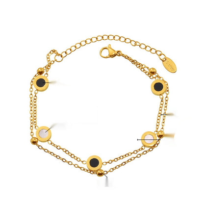 Black And White Shell Necklace And Bracelet Made Of Stainless Steel