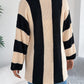Women Color Block Stripe Bell Sleeve Long Sleeve Cardigan Sweater Coat