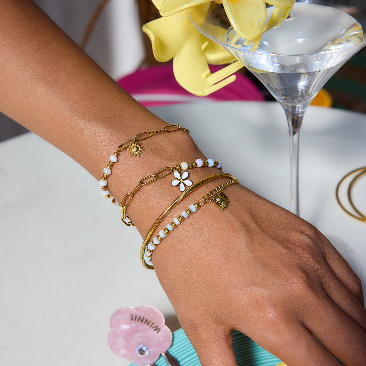 Instagram-style Fashion Accessory Handcrafted Beaded Bracelet With Natural Stones