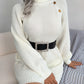 Casual Buttoned High Neck Long Sleeve Sweater Dress