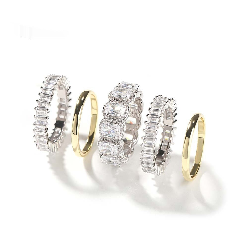Mens Ring Set Diamond Encrusted  5 Piece Ring Set
