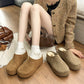 Stylish Round-toe Chunky-heel Platform Closed-toe Half-slipper With Fleece Lining For Warmthtrendy Womens Slippers
