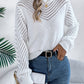 Women Casual Solid Color Crew Neck Hollow Out Lantern Sleeve Sweater