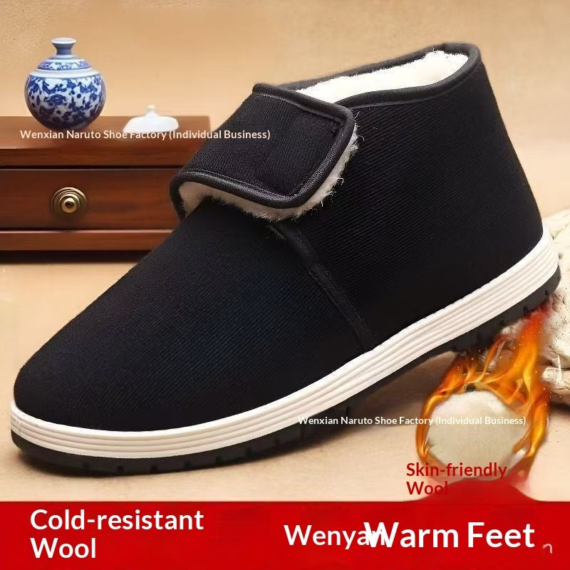 Mens Cloth Shoes With Thickened Wool Insoles And High Tops