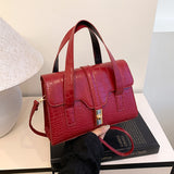 Fashionable Western-style Solid-color Crocodile-pattern Tote Bag