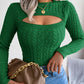 European & American Fashion Hollow Out Cable Knit Long Sleeve Sweater