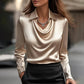 Collared Long-Sleeve Shirts Fashion Commuter Solid Color Blouse Casual Business Tops Women's Clothing