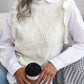 Women Ruffled Diamond Knit Sweater Vest