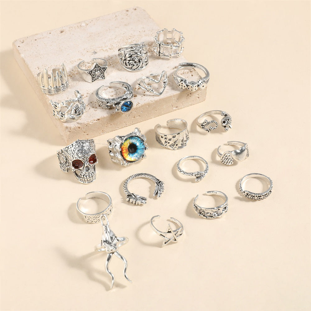 Retro Animal Ring With An Exaggerated Punk-style Devils-eye Skull And Playing-card Design