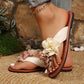 Flip Flop Open Toe Flat Sandals With Adjustable Strap And Two-Way Flower Design