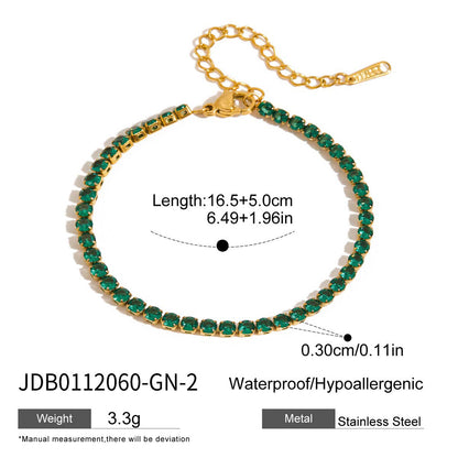 Champagne Gold Light-Luxury Jewelry Green Heart Bracelet