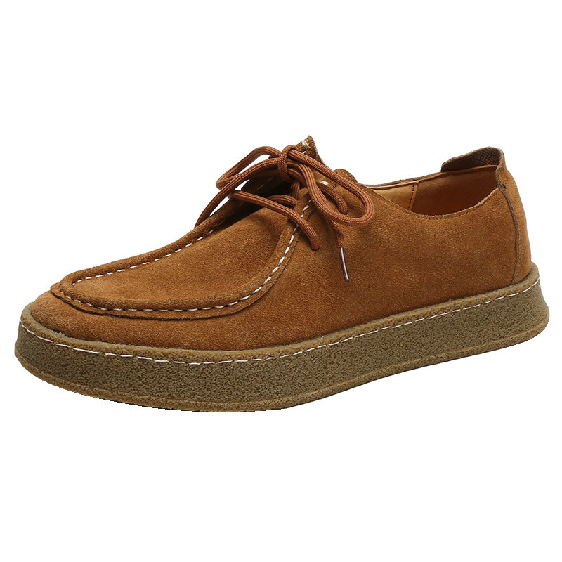 Versatile Suede Sneakers In British Style Made From Genuine Leather