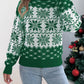 Snowflake Pattern Lantern Sleeve Turtleneck Pullover Sweater