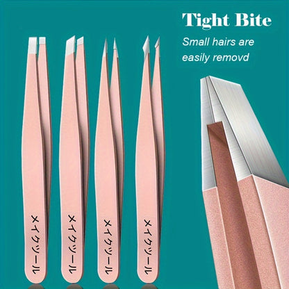 Eye Tweezer 4-piece Set Manicure Expert Eye-brow Knife Portable Tool Tweezers