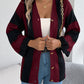 Women Color Block Stripe Bell Sleeve Long Sleeve Cardigan Sweater Coat