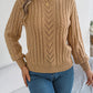 Women Casual Solid Color Hollow Out Lantern Sleeve Pullover Sweater