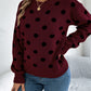 Casual Color Block Polka Dot Long Sleeve Pullover Sweater