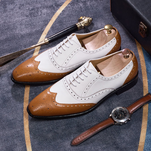European And American Men's Brogues For Business And Casual Wear With Pointed Toes