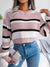 Casual Striped Long Sleeve Cropped Knit Sweater