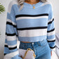 Casual Striped Long Sleeve Cropped Knit Sweater